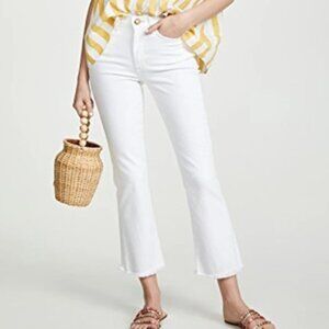 AYR The Bomb Pop in Magnolia White Straight Leg Kick Crop Raw Hem Jeans sz 24
